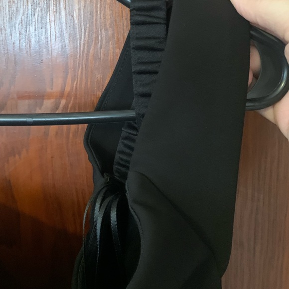 NWT Carmen Marc Valvo Infusion Formal Floor Length Contrast Ruffle Black Dress - Picture 9 of 11